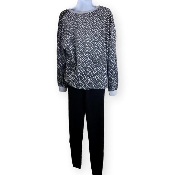 Splendid Leopard Velour Top + Fleece Pants M - Picture 5 of 9